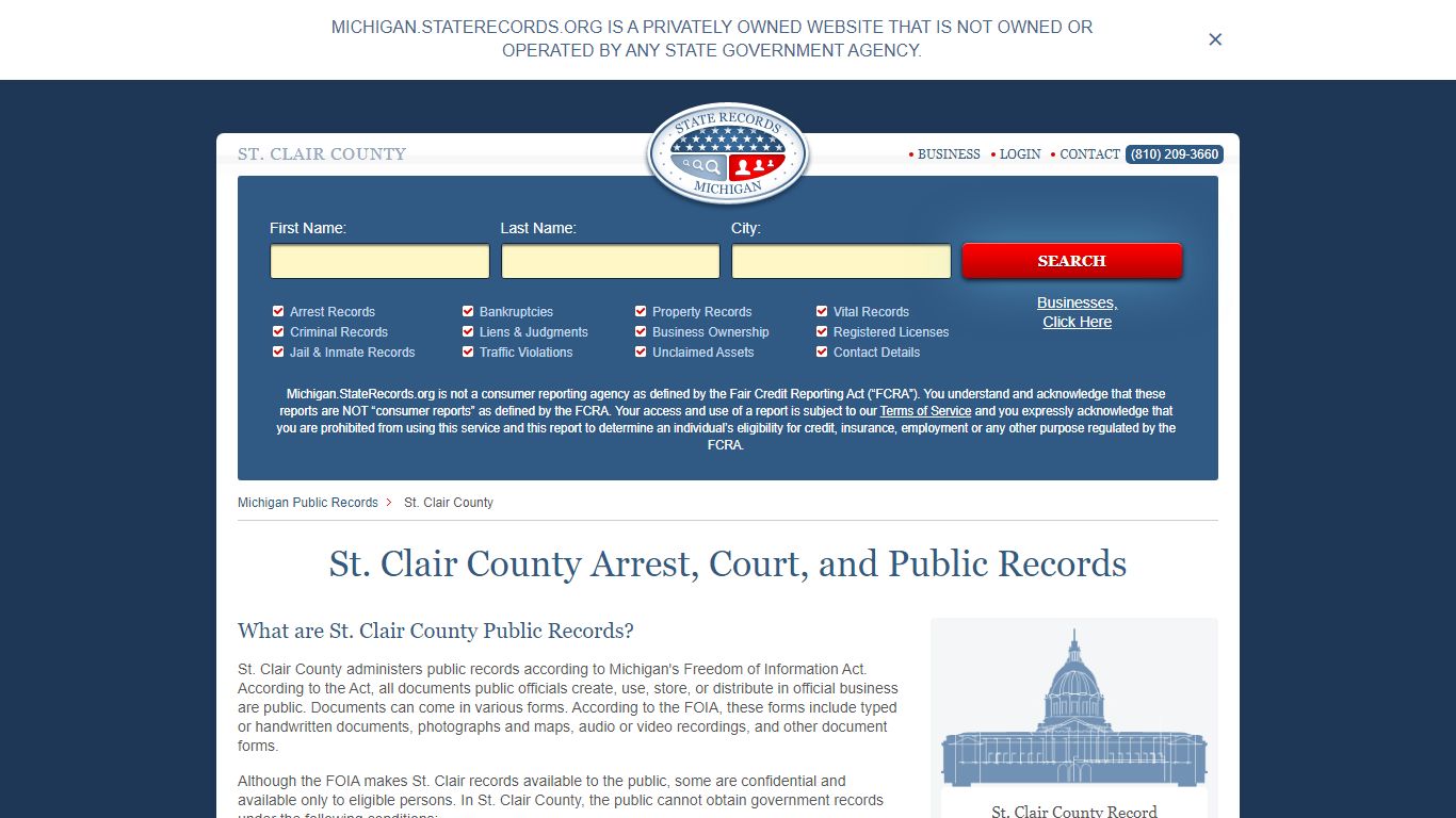 St. Clair County Arrest, Court, and Public Records